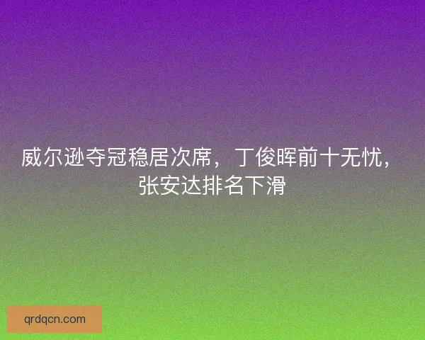威尔逊夺冠稳居次席，丁俊晖前十无忧，张安达排名下滑